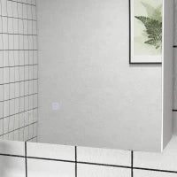 kleankin Armadio Murale con Specchio e Illuminazione a LED per Bagno 2 in 1, 90L x 15l x 70H cm