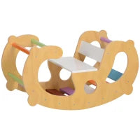 Gioco per Bambini 2 in 1 Arco Montessoriano e Sedia a Dondolo per Uso Interno, in Legno di Pino, 91x41x48 cm