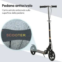 Monopattino per Bambini 7-14 Anni con Manubrio Regolabile su 3 Altezze, 86x35x93/98/103 cm, Nero