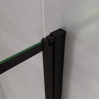 Parete Vasca Doccia 70xh.140cm Sopravasca Anta Girevole in Vetro Temperato 4 mm Trasparente con Bordo Nero Serigrafato