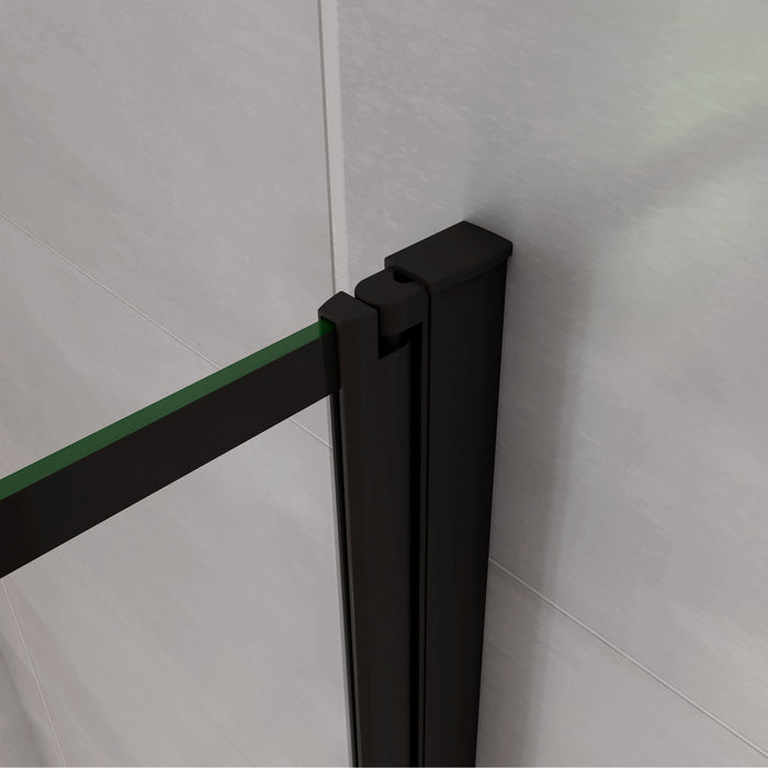 Parete Vasca Doccia 70xh.140cm Sopravasca Anta Girevole in Vetro Temperato 4 mm Trasparente con Bordo Nero Serigrafato