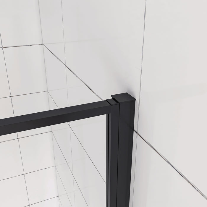 90x185 cm Box Doccia per Nicchia Porta Battente Verso Esterno in Vetro Temperato Trasparente Anticalcare 6 mm Profilo Nero Opaco