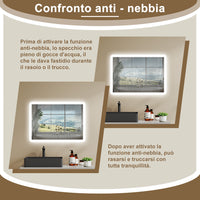 Aica Specchio da bagno a LED con Bluetooth 80 x 60 cm, 3 colori di luce regolabili, tasti a sfioramento