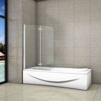 Parete Da Vasca Bagno Sopravasca Due Ante Movibili Pieghevoli Vetro 6 mm Temperato Anticalcare 120x140 cm