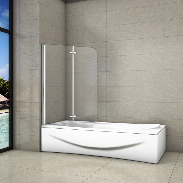 Parete Da Vasca Bagno Sopravasca Due Ante Movibili Pieghevoli Vetro 6 mm Temperato Anticalcare 120x140 cm