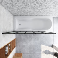 120x140 cm Sopravasca Parete Doccia per Vasca 5 Antine Pieghevoli a Libro Vetro Temperato Trasparente Da 4 mm Profilo Nero Opaco