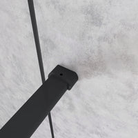 Doccia Walk In Parete Fissa Vetro Temperato 8 mm Anticalcare 100x200cm Semitrasparente Riquadri Nero Serigrafato Barra Stabilizzatrice da 90 cm