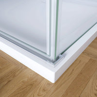 195cm Box Doccia Angolare Porta Battente con Parete Fissa 90x80cm in Vetro Temperato Satinato Opaco 6 mm Anticalcare con Barra Stabilizzatrice 140 cm (montaggio verso irreversibile)