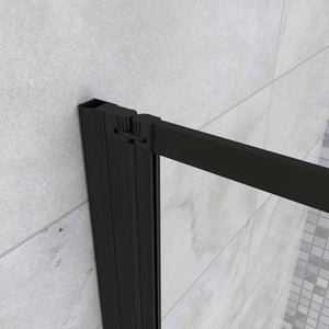 Sopravasca 90x140 cm Parete Doccia per Vasca 2 Antine Pieghevoli a Libro Vetro Temperato Trasparente Da 4 mm Profilo Nero Opaco