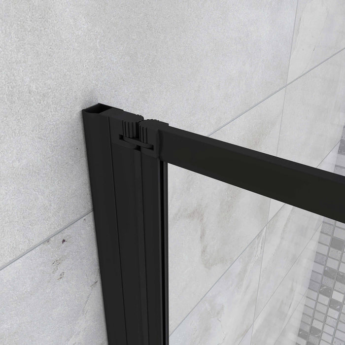 Sopravasca 90x140 cm Parete Doccia per Vasca 2 Antine Pieghevoli a Libro Vetro Temperato Trasparente Da 4 mm Profilo Nero Opaco