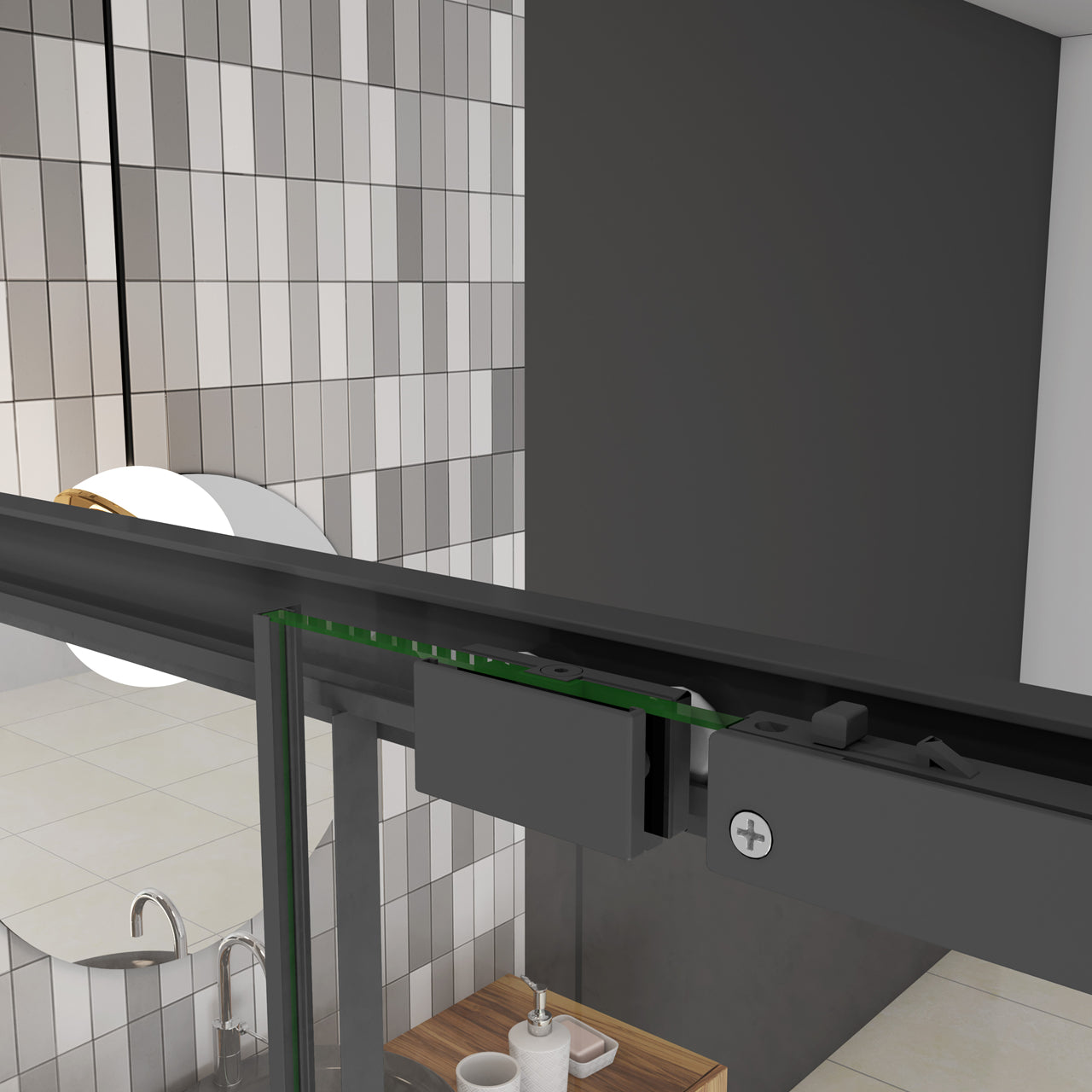 130x195 cm Box Doccia Per Nicchia Porta Scorrevole in Vetro 8 mm Temperato Trasparente Anticalcare Profilo Nero Opaco Softclose