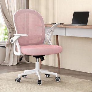 Sedia Ufficio con Supporto Lombare - RATTANTREE - Sedia Ufficio da Scrivania ergonomica Braccioli 90° Regolabile - Rosa