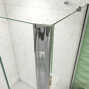 185 cm Box Doccia a Tre Lati Porta Pieghevole a Libro 80 cm Doppia Parete Fissa 80 cm Vetro da 6 mm Temperato Anticalcare Barra Stabilizzatrice 45 cm Cromo Lucido