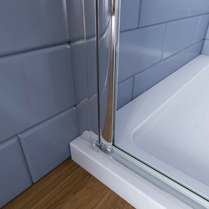 H.195cm Box Doccia Angolare Porta Battente con Lato Fisso 90x90cm Vetro Temperato 6mm Anticalcare Barra da 140 cm