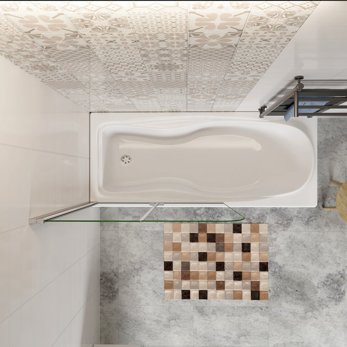 H.140 cm Sopravasca da Bagno da 120 cm Doccia Due Ante Pieghevoli a Libro Vetro Temperato 6 mm Anticalcare Telaio Cromato Lucido