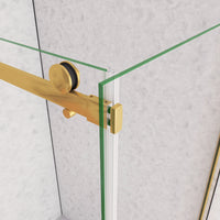 Box Doccia Angolare 130X90 cm H.195 cm Porta Scorrevole con Parete Fissa Vetro 8 mm Temperato Anticalcare Trasparente Telaio Cromo Dorato
