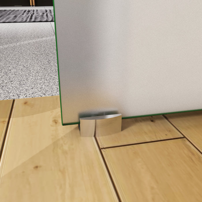 90x225 cm Porta Scorrevole in Vetro da 8 mm Temperato Opaco con Pellicola Anti-frantumi con Binario in Alluminio Bianco Verniciato