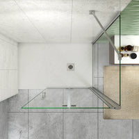 185 cm Box Doccia Walk In  Parete Fissa 80 cm + Porta Pieghevole 107 cm Vetro da 6 mm Temperato Anticalcare Barra Stabilizzatrice 45 cm Cromo Lucido