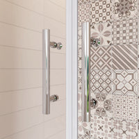 85x195cm Porta Doccia Per Nicchia Doppie Ante Battenti Saloon In Vetro 6mm Temperato Trasparente Anticalcare