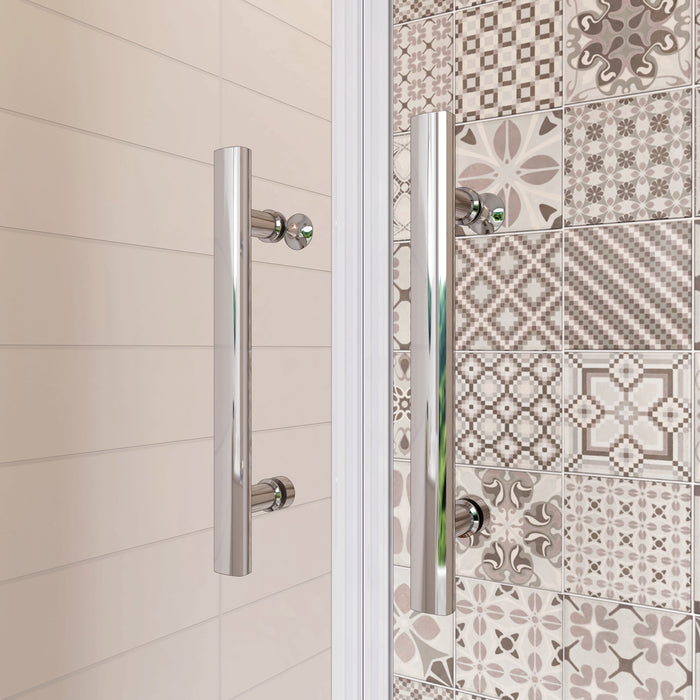 85x195cm Porta Doccia Per Nicchia Doppie Ante Battenti Saloon In Vetro 6mm Temperato Trasparente Anticalcare