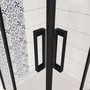 Box Doccia Angolare 80x120 cm H.185 cm Doppia Porta Battente in Vetro Temperato Trasparente Anticalcare 6 mm Profilo Nero Opaco