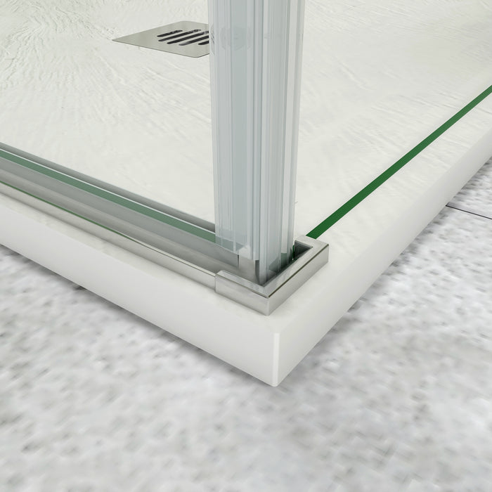 185 cm Box Doccia a Tre Lati Porta Battente 90 cm Doppia Parete Fissa 70 cm Vetro da 6 mm Temperato Anticalcare Barra Stabilizzatrice 45 cm Cromo Lucido