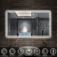 140 x 80 cm,AICA Specchio da Bagno LED con Luce, 3 Colori Regolabili,Blue tooth,orologio,memoria, antiappannamento,CRI>90,autospegnimento