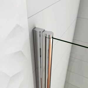 WALK IN Parete Doccia Movibile Pivotante 75x187 cm in Vetro 6 mm Trasparente Temperato Anticalcare Telaio Cromato Lucido