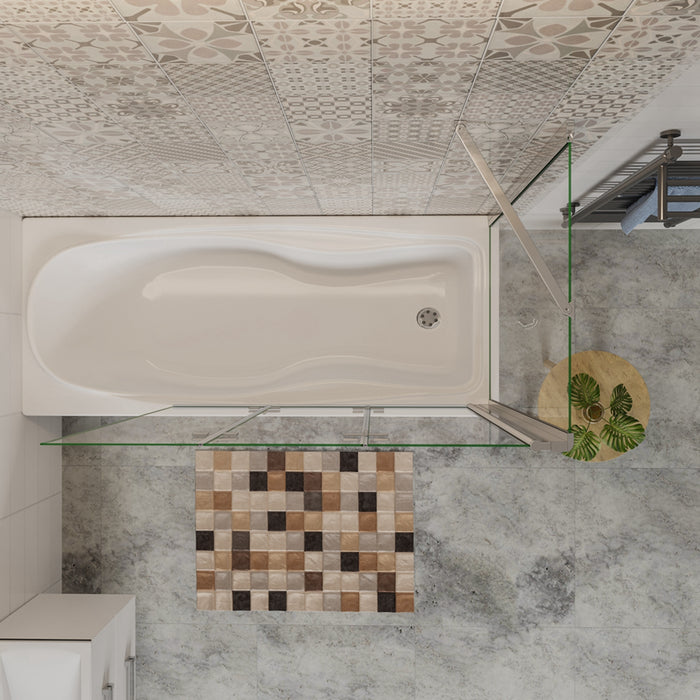 130x140cm Parete Doccia Sopravasca Angolare 3 Ante Pieghevoli con Parete Laterale 70 cm Vetro Temperato 6mm Trasparente Anticalcare Cromato Lucido