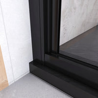 185 cm Box Doccia per Nicchia Porta a Soffietto Vetro Temperato 5 mm Trasparente  Profilo Nero Opaco 86 cm