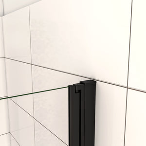 90x190 cm Porta Doccia per Nicchia Apertura Battente Pieghevole in Vetro Temperato Trasparente 5 mm Anticalcare Telaio Nero Opaco
