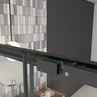 195 cm Box Doccia Angolare 120X70 cm Porta Scorrevole con Parete Fissa Vetro 8 mm Temperato Anticalcare Trasparente Profilo Nero Opaco Softclose