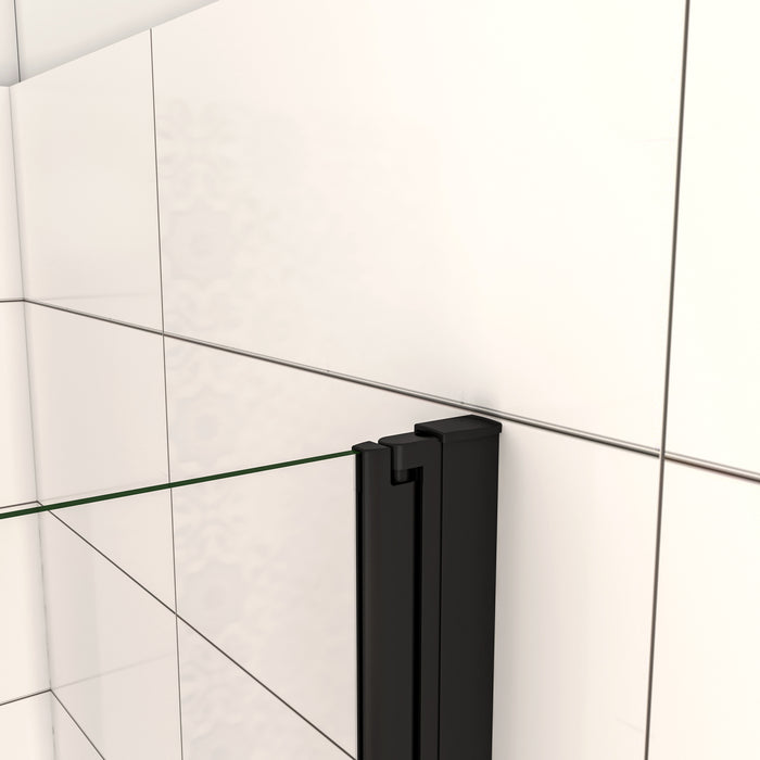 80x190 cm Porta Doccia per Nicchia Apertura Battente Pieghevole in Vetro Temperato Trasparente 5 mm Anticalcare Telaio Nero Opaco