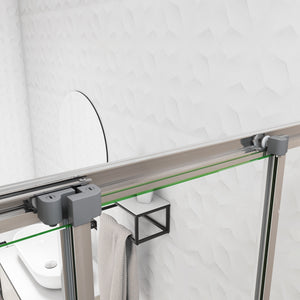 195 cm Box Doccia per Nicchia Porta Scorrevole ad Ante Sovrapposte Vetro Temperato 6 mm Trasparente Anticalcare Profili Cromati Lucidi 140 cm