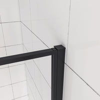 80x185 cm Box Doccia per Nicchia Porta Battente Verso Esterno in Vetro Temperato Trasparente Anticalcare 6 mm Profilo Nero Opaco