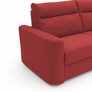 Cupido Divano letto con morbido schienale alto in tessuto impermeabile simil cotone T13 202 cm (mat. 140x197) rosso