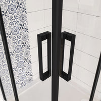 Box Doccia Angolare 90x120 cm H.185 cm Doppia Porta Battente in Vetro Temperato Trasparente Anticalcare 6 mm Profilo Nero Opaco