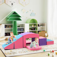 6 Blocchi di schiuma per arrampicarsi e strisciare con tunnel, Gioco morbido per bambini Viola-Giocattoli educativi