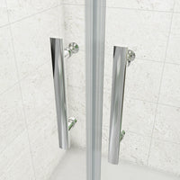 185 cm Box Doccia a Tre Lati Porta Battente Saloon 90 cm Doppia Parete Fissa 80 cm Vetro da 6 mm Temperato Anticalcare Barra Stabilizzatrice 45 cm Cromo Lucido