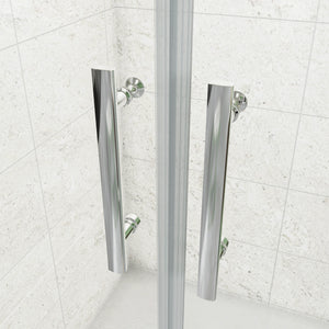 185 cm Box Doccia a Tre Lati Porta Battente Saloon 100 cm Doppia Parete Fissa 80 cm Vetro da 6 mm Temperato Anticalcare Barra Stabilizzatrice 45 cm Cromo Lucido