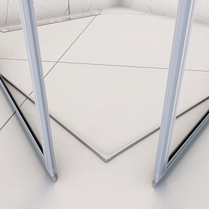 100x90x195 cm Box Doccia Ad Angolo Doppie Porte Apertura Battente in Vetro 6 mm Temperato Anticalcare Trasparente con 2 Barre Stabilizzatrici Cromo Lucido