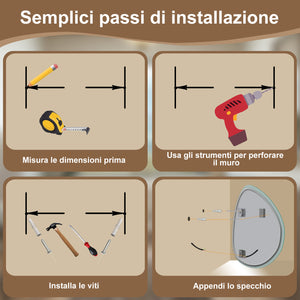 100 x 80 cm Specchio con illuminazione integrata bagno ciottolo. Touch. 3 Temperature Colore. Pellicola Antideflagrante