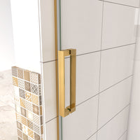 Box Doccia Per Nicchia Porta Scorrevole Ingresso Laterale in Vetro 8 mm Temperato Trasparente Anticalcare Telaio Cromato Lucido Finitura Oro 140x195 cm