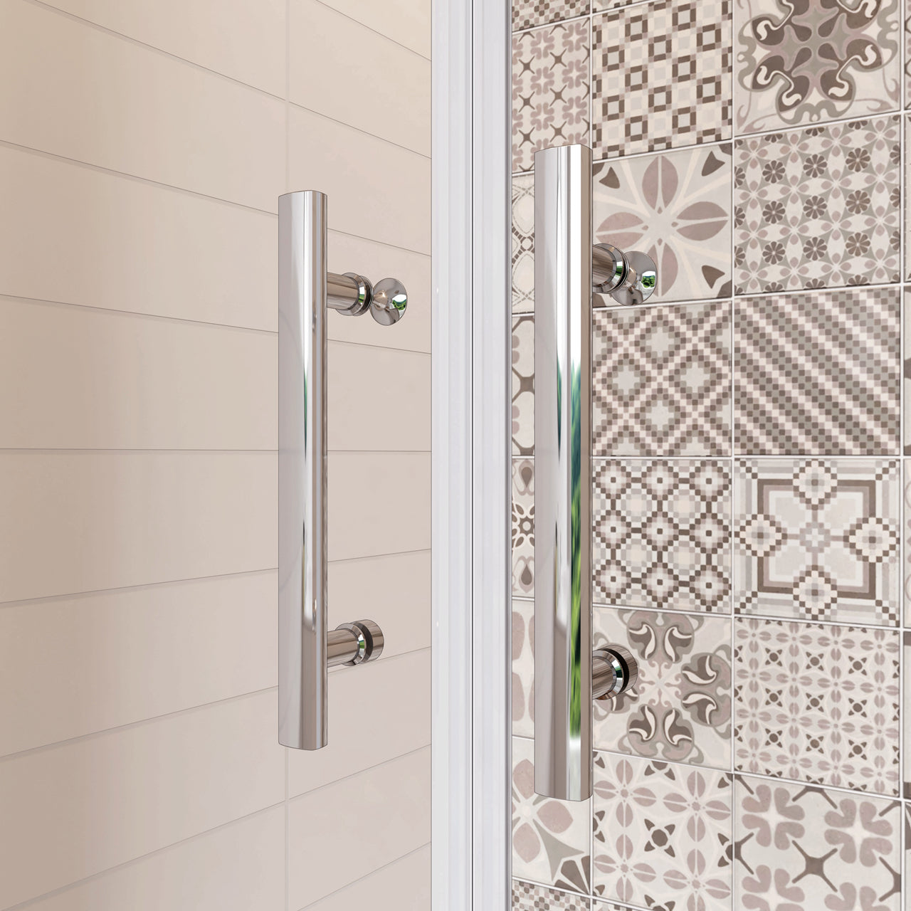 85x195cm Porta Doccia Per Nicchia Doppie Ante Battenti Saloon In Vetro 6mm Temperato Trasparente Anticalcare