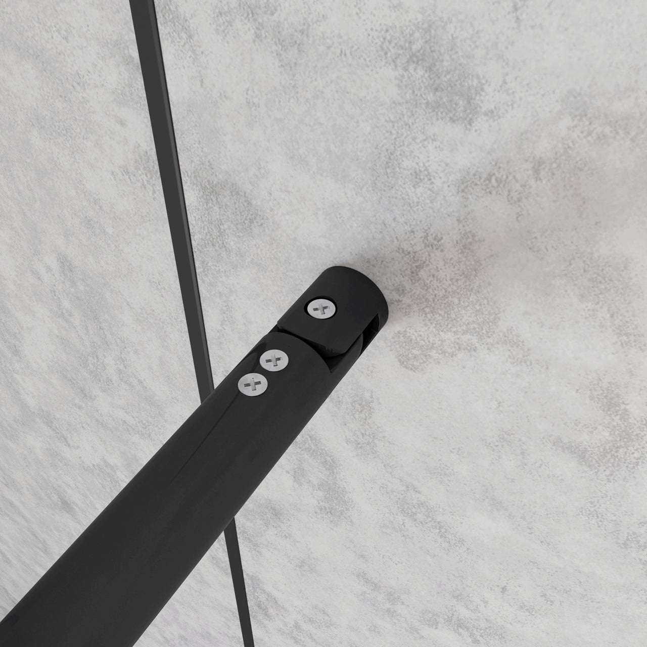 Doccia Walk In Parete Fissa Vetro Temperato 8 mm Anticalcare 90x200cm Semitrasparente Riquadri Nero Serigrafato Barra Stabilizzatrice da 70-120 cm