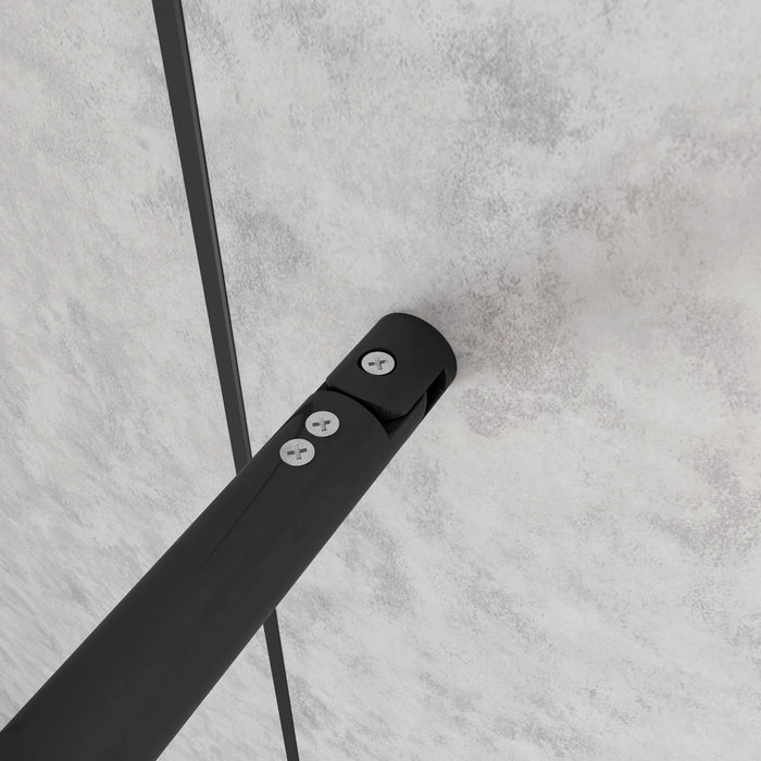 Doccia Walk In Parete Fissa Vetro Temperato 8 mm Anticalcare 90x200cm Semitrasparente Riquadri Nero Serigrafato Barra Stabilizzatrice da 70-120 cm