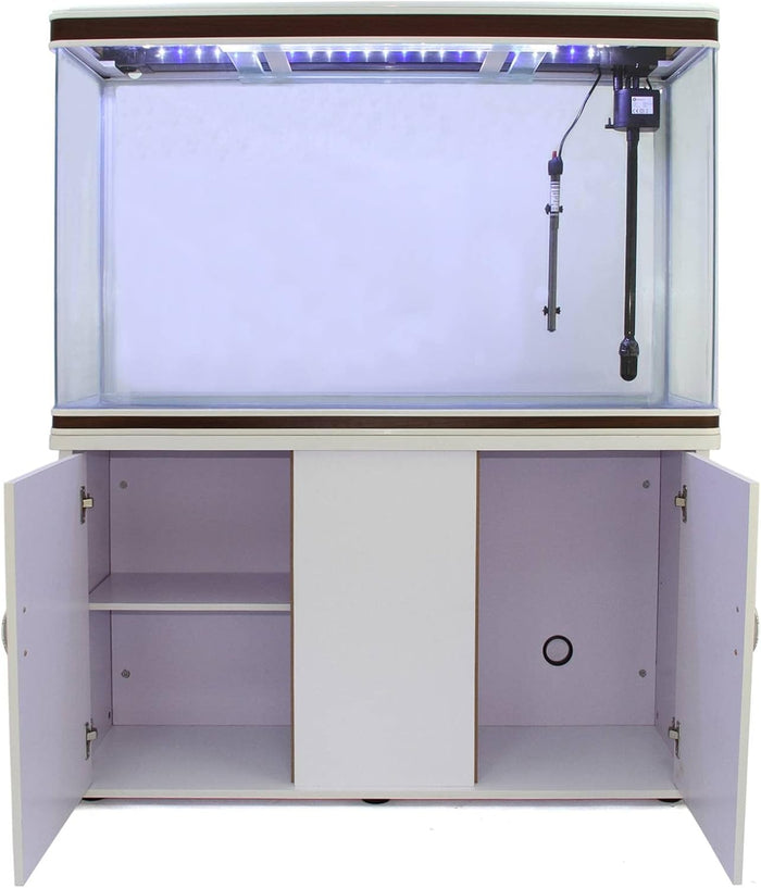 Acquario 300 Litri con Armadietto Bianco e Kit con Piante e Ghiaia Naturale