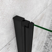 Sopravasca da Bagno Parete Vasca Doccia 100x140 cm Due Ante Movibili Vetro Temperato Trasparente 6 mm Anticalcare Telaio Nero Opaco