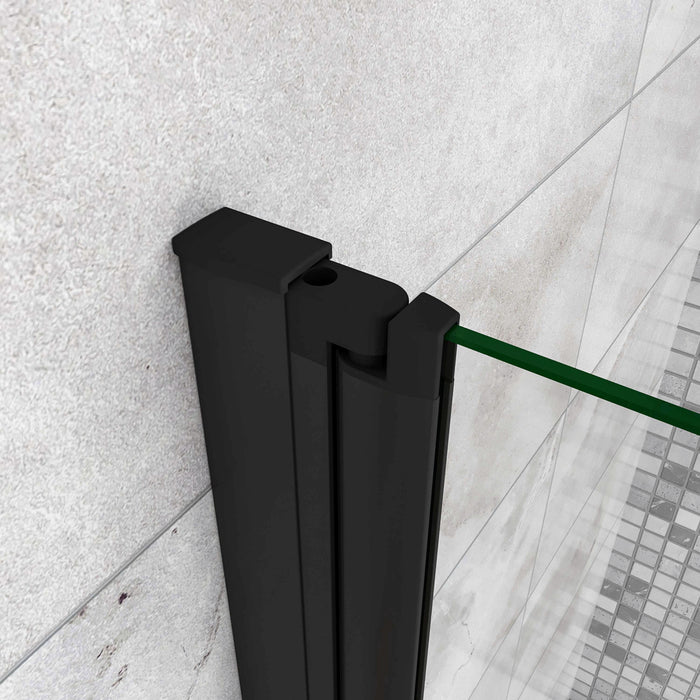 Sopravasca da Bagno Parete Vasca Doccia 100x140 cm Due Ante Movibili Vetro Temperato Trasparente 6 mm Anticalcare Telaio Nero Opaco