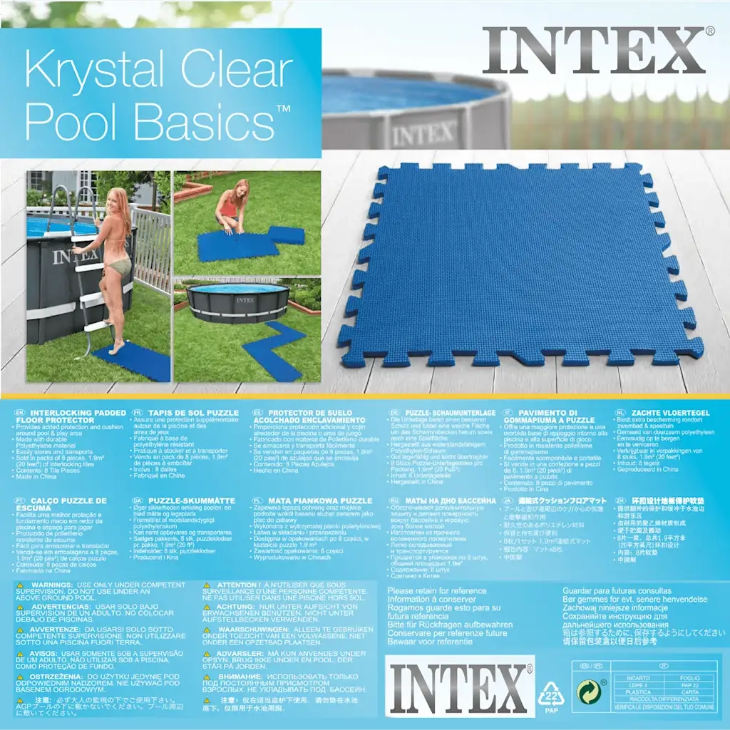 INTEX Protezioni del Pavimento della Piscina 8 pz 50x50 cm Blu 3202858